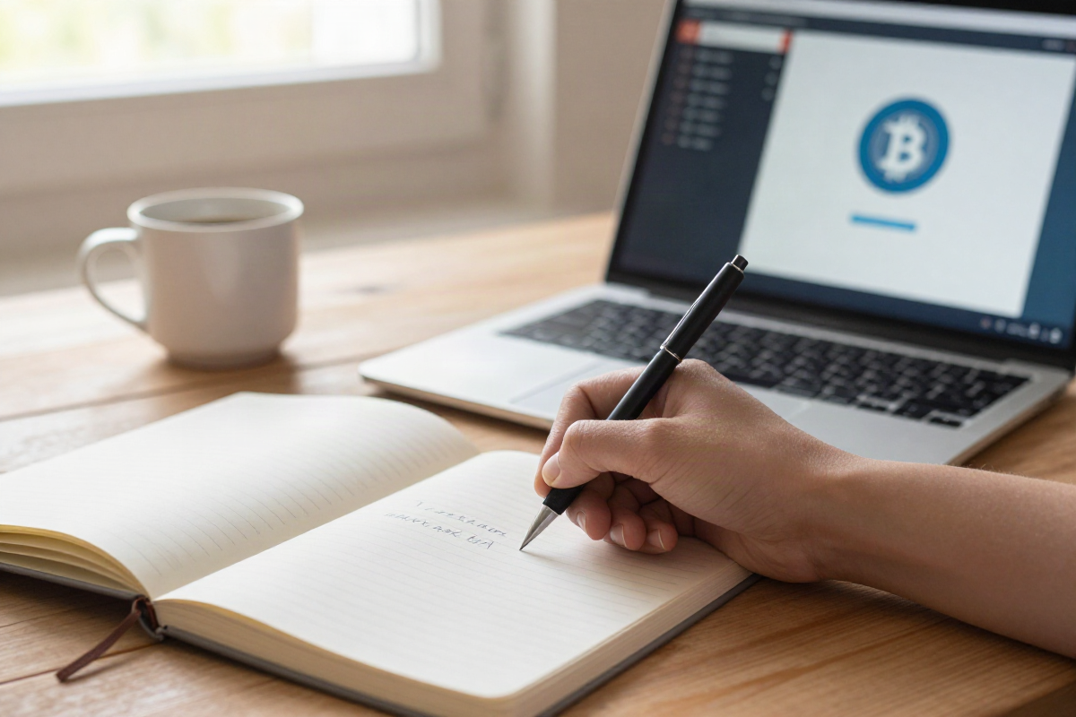 Taking notes on NFT terminology next to a wallet app
