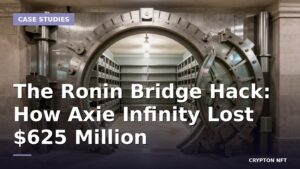 Empty bank vault with its round steel door standing open, illustrating the drained Ronin bridge