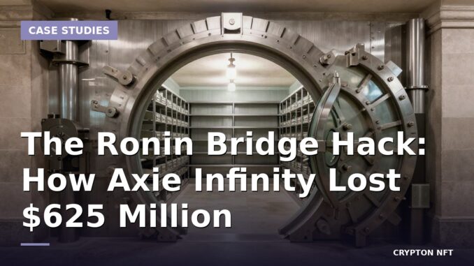 ronin-bridge-hack-hero Empty bank vault with its round steel door standing open, illustrating the drained Ronin bridge