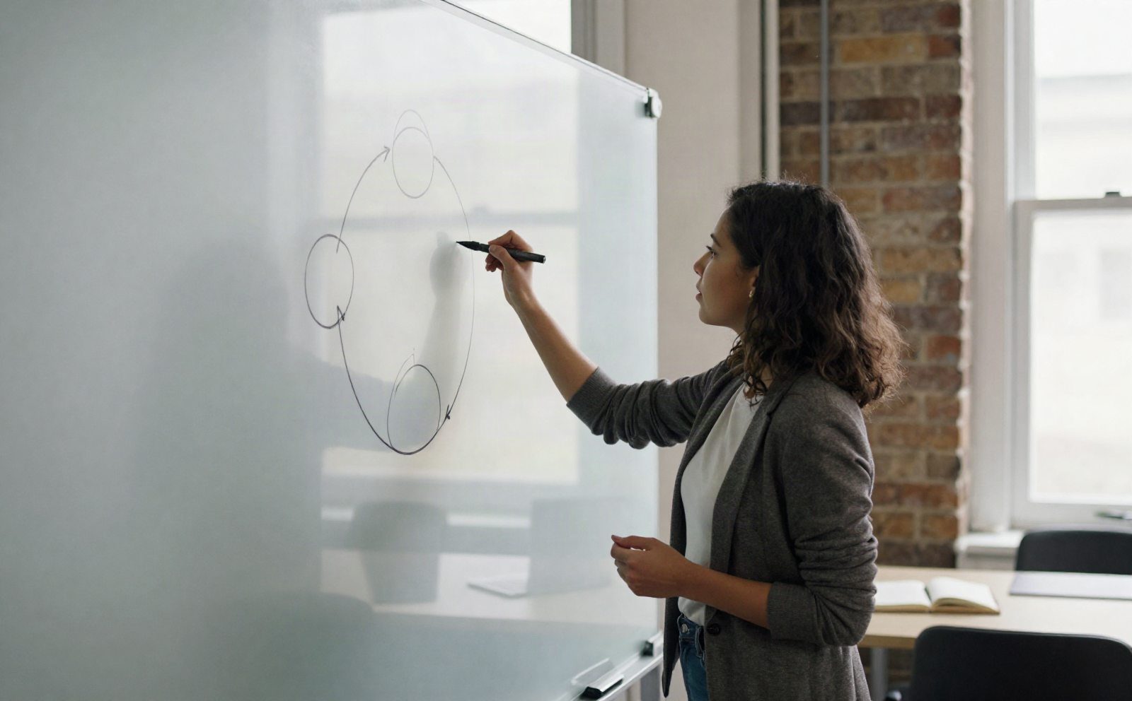 Analyst drawing a loop diagram of three wallet addresses with arrows returning to the first