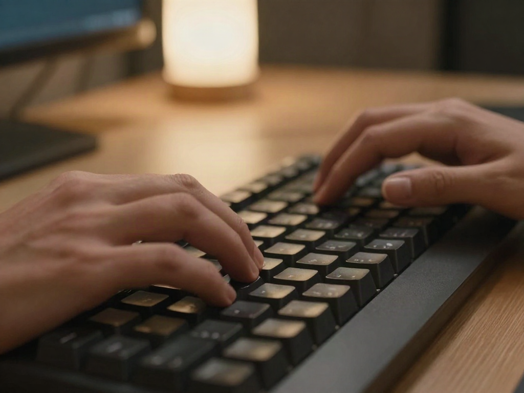 Close-up of hands typing on a keyboard performing a copy and paste motion, representing the habit address poisoning scams exploit