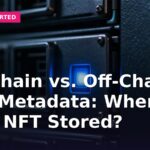 Hero image: on-chain vs off-chain NFT metadata, close-up of a glowing server rack LED